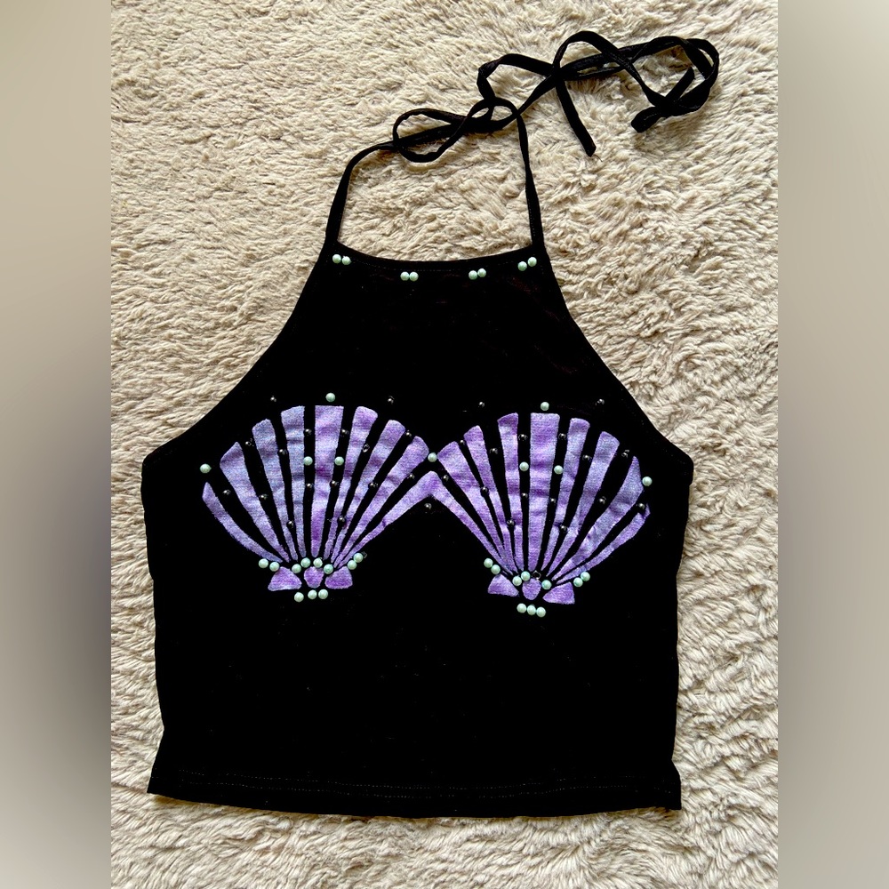 Mermaid shells halter crop top